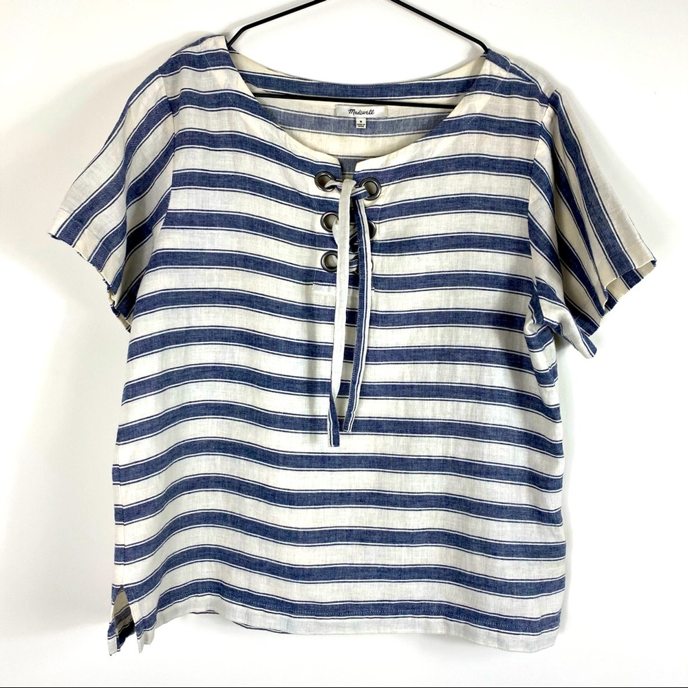 Madewell Striped Lace-Up Top